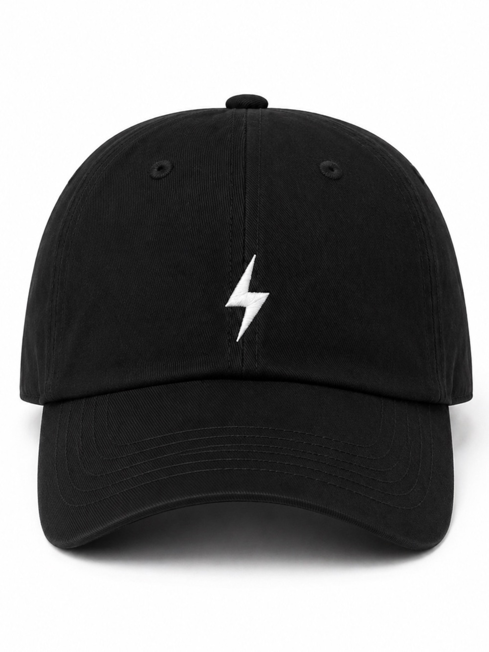 ⚡️ Black Lightning Bolt Dad Hat Minimal Embroidered Adjustable Velcro Cap Unisex